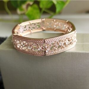 Rose Gold Filigree Vintage Design Ladies Bracelet
